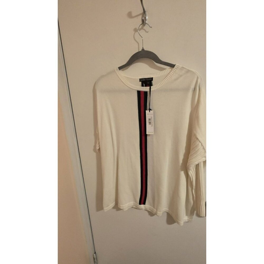 Peace of Cloth Sweater Womens Size 1X NWT Holiday Festive White Green Red Preppy